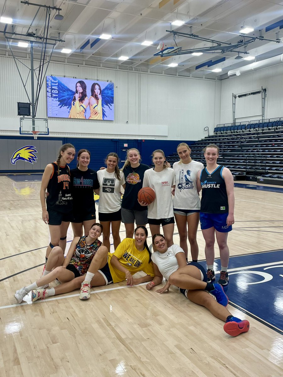 LCCCWBasketball's tweet photo. We have been loving our new facility! 💛💙🩶 #TogetherWeSoar #GoldenEagles #StandardsOfExcellence #AboveTheLine https://t.co/Blfgn9GxJG