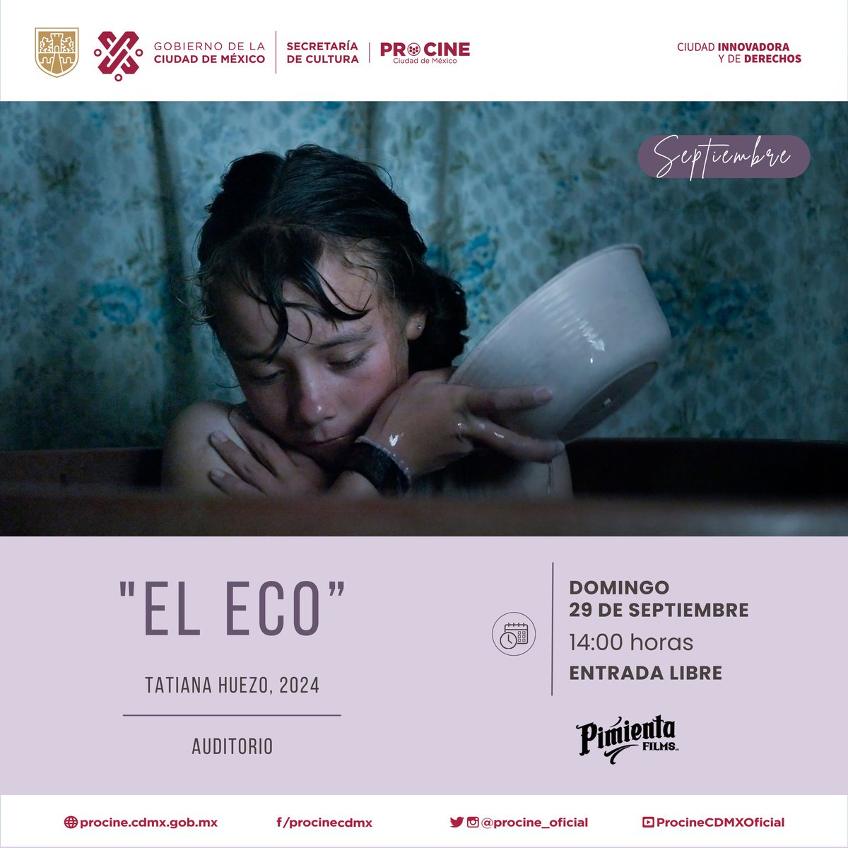 elccmc's tweet photo. Nos complace anunciar que la película 'El eco', ganadora de múltiples premios Arieles el pasado fin de semana, llegará a nuestra panta #CCMC!
📍Leandro Valle #20, Centro Histórico, CDMX, C.P. 06020. A un costado de la iglesia de Santo Domingo.
#EntradaLibre #Procine https://t.co/zNP52gTh8A