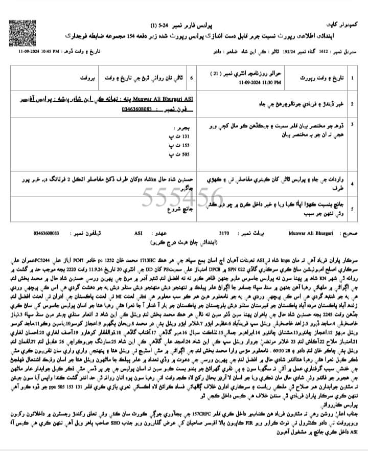 ۱۱ ستمبر ۲۰۲۳ میں ریاست نے کرائے کے قاتلوں کے ہاتھوں قومی کارکن افضل لنڈ کو گولیاں مار کے شھید کیا تھا، کل اس کی پھلی برسی میں شرکت کرنے اور تقریر کرنے پر سندھ سجاگی فورم کے مرکزی صدر سارنگ جویو اور سندھ سبھا کے انعام سندھی، ۲۷ معلوم اور ۵۰ سے زائد نامعلوم پر ایف آءِ آر درج