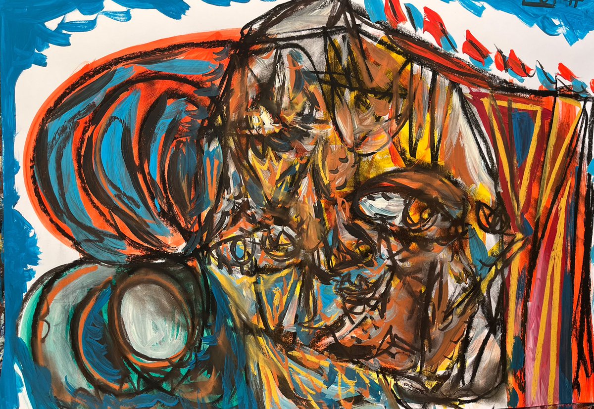 RomanLasa's tweet photo. Mask , pastel/gwasz/papier, 50x70cm, 2024 #art #drawing #pastel #gouache #modernart #mask #portrait https://t.co/aWIB79KKNw