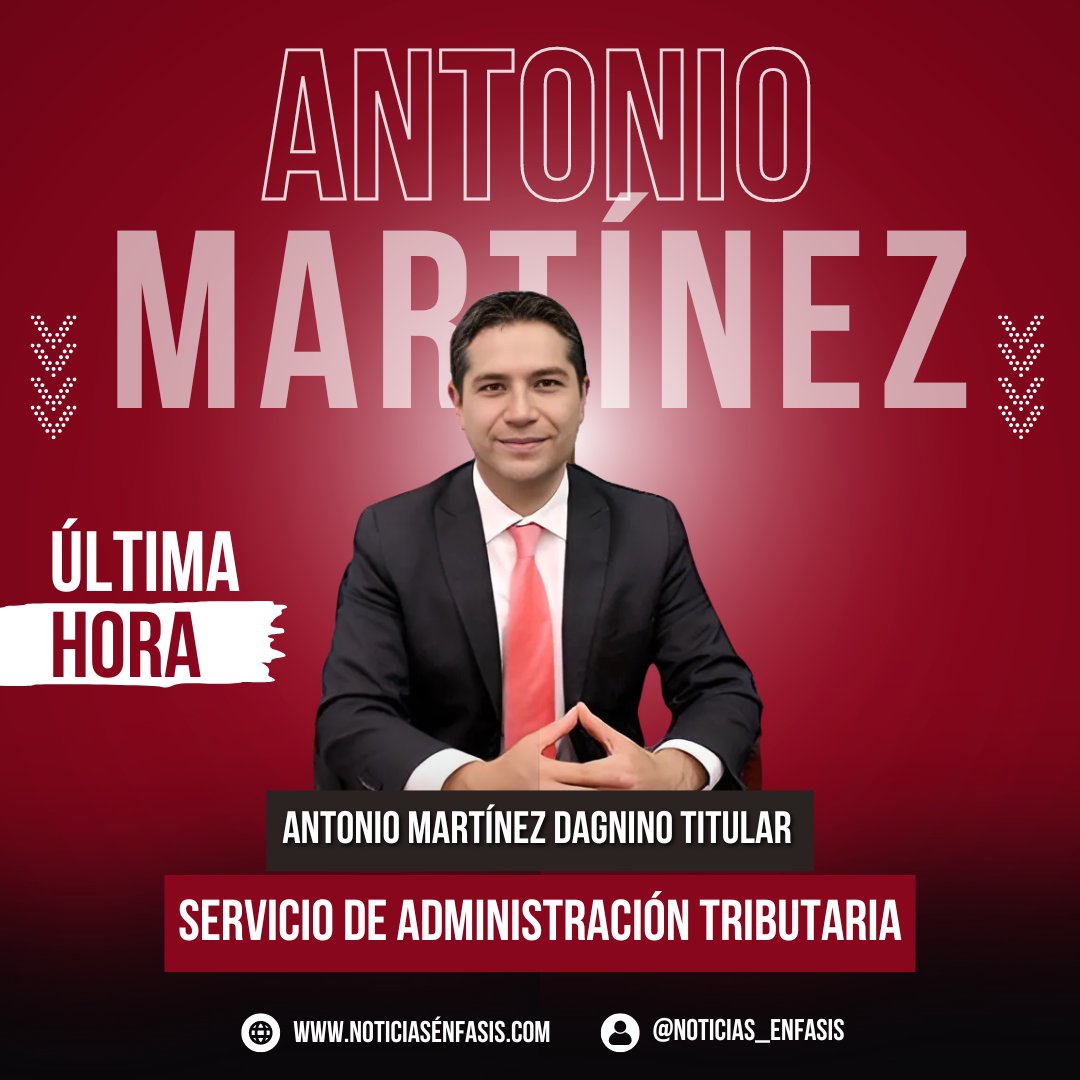 enfasisnoticias's tweet photo. 🚨 #ÚltimaHora 

La presidenta electa, Claudia Sheinbaum, ratifica a Antonio Martínez Dagnino como titular del Servicio de Administración Tributaria ( @SATMX ) 

#ClaudiaSheinbaum #SAT #gabinete @Claudiashein https://t.co/wZf0Xo28UF
