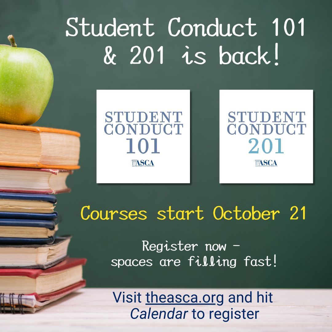 Student Conduct 101 &amp; 201 return this October! 
 Modules start October 21, so register now to ensure your spot! To learn about the courses, faculty, and schedules, please visit the Student Conduct 101 website: buff.ly/3PtQi7V