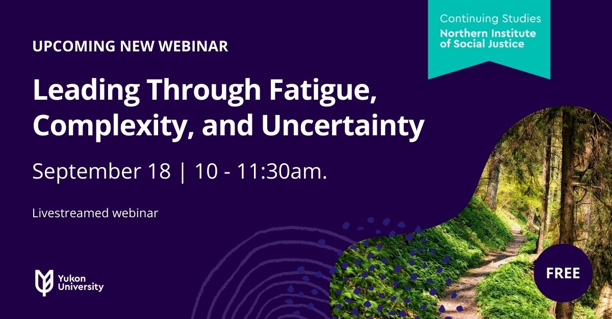 In today’s fast-paced world, leaders are experiencing uncertainty, complexity, and the pressure to do more with less.

If this sounds like you, then join our upcoming workshop. 

Today is the last day to register!
yukonu.ca/programs/cours…