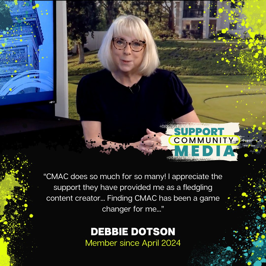 CMACTV's tweet image. Debbie’s words capture why community media is so vital. Help us continue supporting creators like Debbie by donating today! Not ready to donate? You can help us by spreading the word!

🚀💫 givebutter.com/supportcmac
#SupportCommunityMedia #CommunityMedia #ShareYourStories