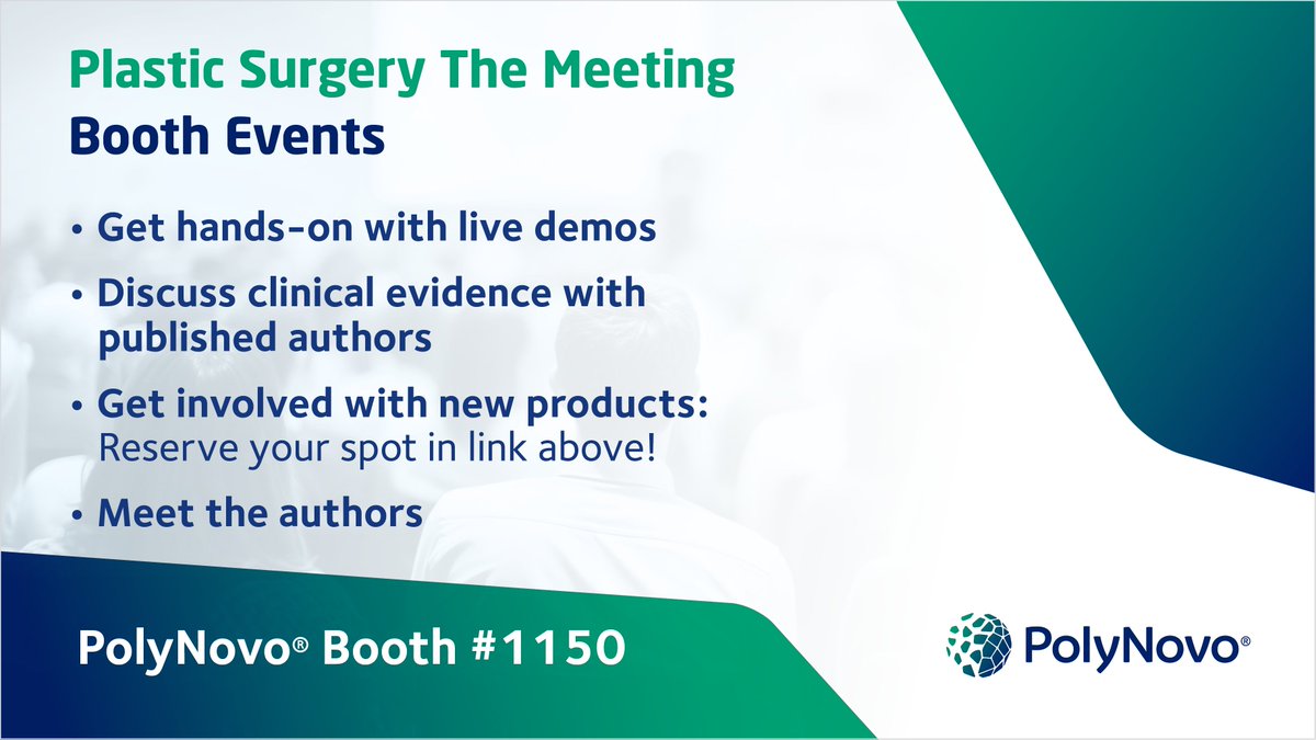 We want to hear from you at PSTM! Book a 1:1 meeting to explore new product developments, learn about future innovations in wound care, &amp; share your feedback. We look forward to connecting! 🔗 Reserve your spot: calendly.com/polynovo/plast… #PolyNovo #PSTM24 #RedefineHealing