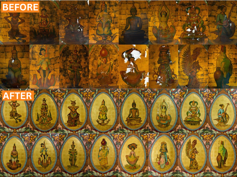 We're in awe of @evergreeneaa's restoration artistry in bringing the theatre's hidden beauty, history &amp; ceiling back to life 🎨 Check out these before/after shots 👷 We can't wait for you all to see how spectacular the theatre looks when we reunite next year 😊

📸: Josh Withers