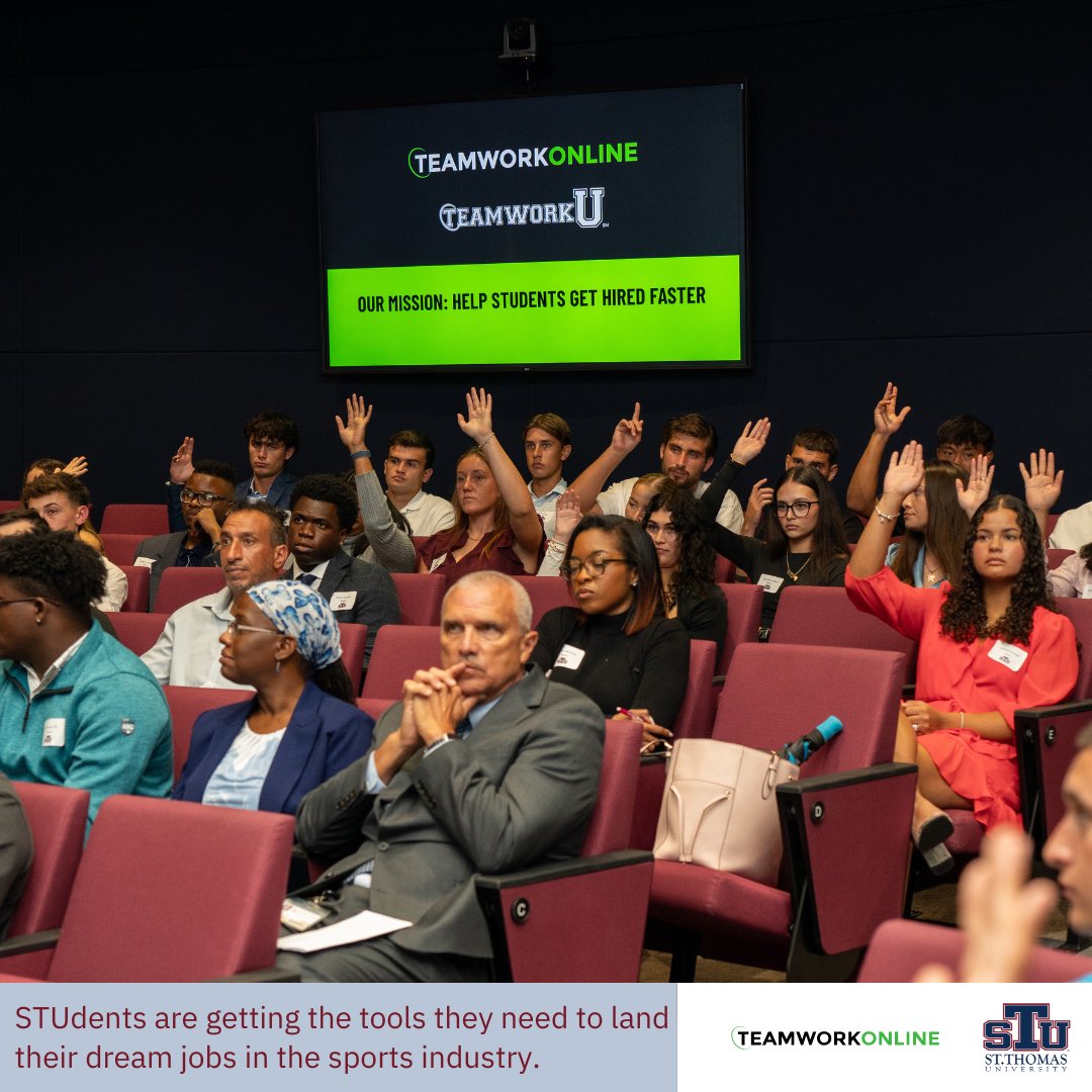 🚀Get Hired Faster with TeamWorkU!🚀
 
🌟At St. Thomas University, we’re making sure our students have the tools they need to succeed! The new partnership between STU and TeamWork Online will help STUdents to jumpstart their career in the sports entertainment industry.
 
📚 With