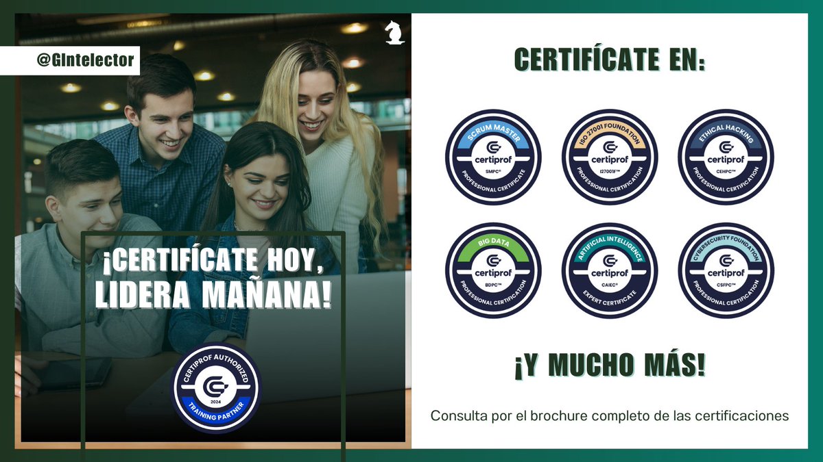 GIntelector's tweet image. En Grupo Intelector, te ofrecemos acceso exclusivo a certificaciones de CertiProf. 🎖📚 
Sigue creciendo profesionalmente y lleva tu carrera al siguiente nivel. 📈
Contáctanos para más info.  grupointelector.com
#Certificaciones #DesarrolloProfesional #Intelector