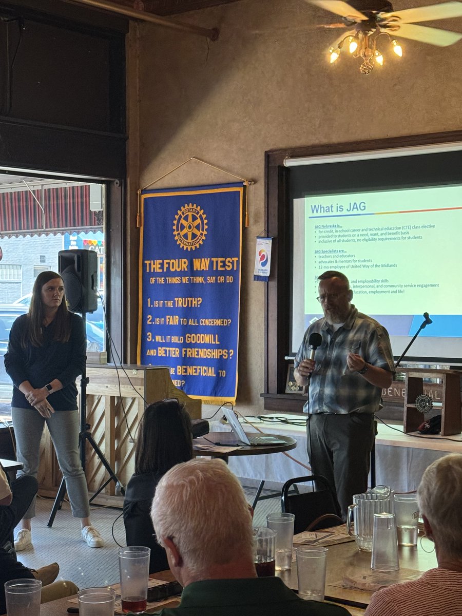 HoldregeDusters's tweet image. Mrs. Kennedy Burns and Mr. Charles McGreer did a very informative and interesting presentation about HPS’s new JAG program for the Holdrege Rotary.

More information about JAG Nebraska can be found here: jagnebraska.org .