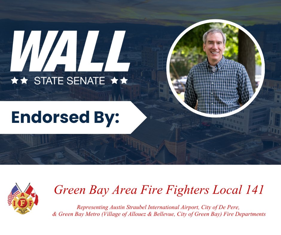 I'm honored to receive the endorsement of the Green Bay Area Fire Fighters. In the State Senate, I will work to ensure that our first responders have the resources and support they need to keep our communities safe.