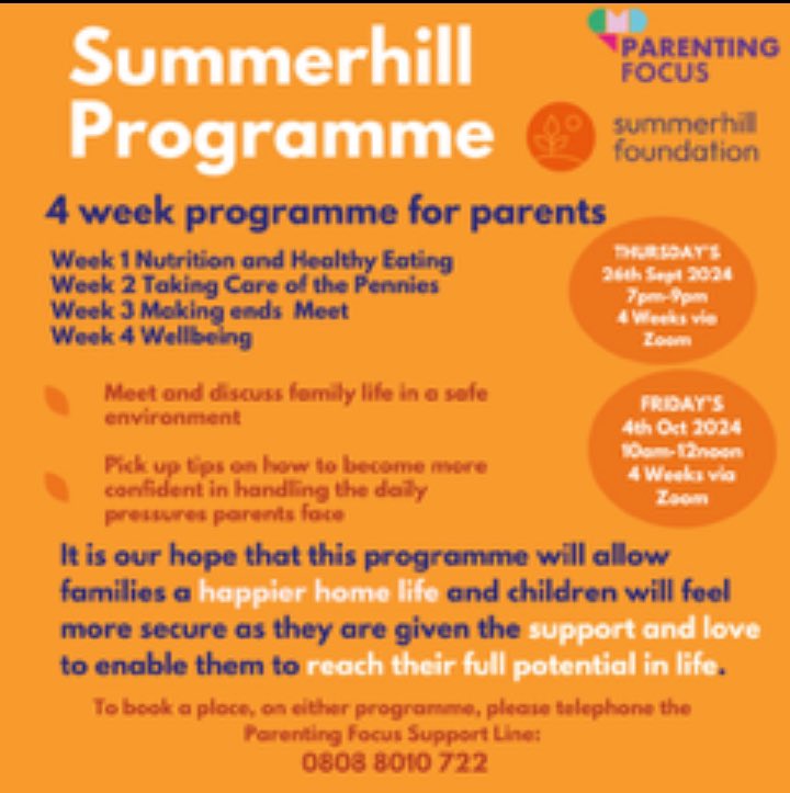 Parenting Focus are running some courses for parents and carers that you may be interested in. Call 0808 8010 722 to book your space.
