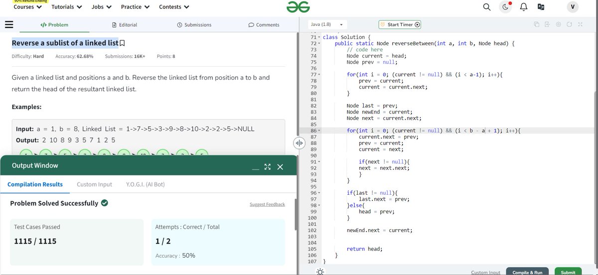 vivin_chris_jd's tweet photo. Day 32- Solved #linkedlist problems on #leetcode
#148. Sort List
#206. Reverse Linked List
#92. Reverse Linked List II
and
Reverse a sublist of a linked list on #geeksforgeeks
#Coding #DSA #100dayscodechallenge #Interview https://t.co/P3uhpFJgxT