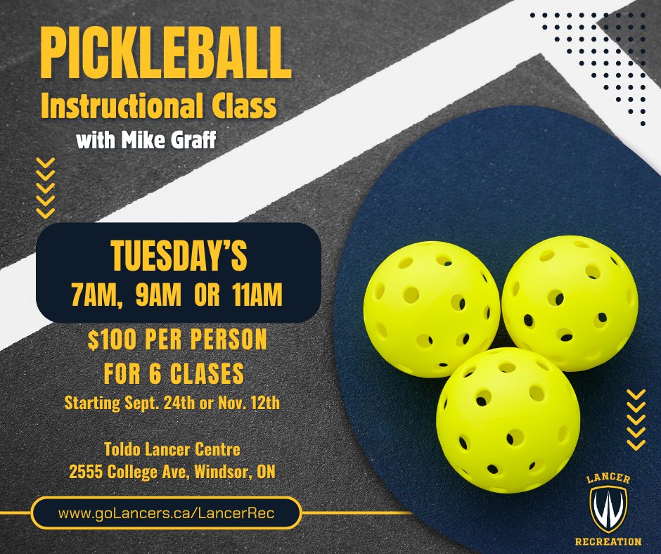 Learn how to play Pickleball at the Toldo Lancer Centre! We still have spots available for our Fall lessons with Mike Graff📷
Visit our website to secure your spot 📷