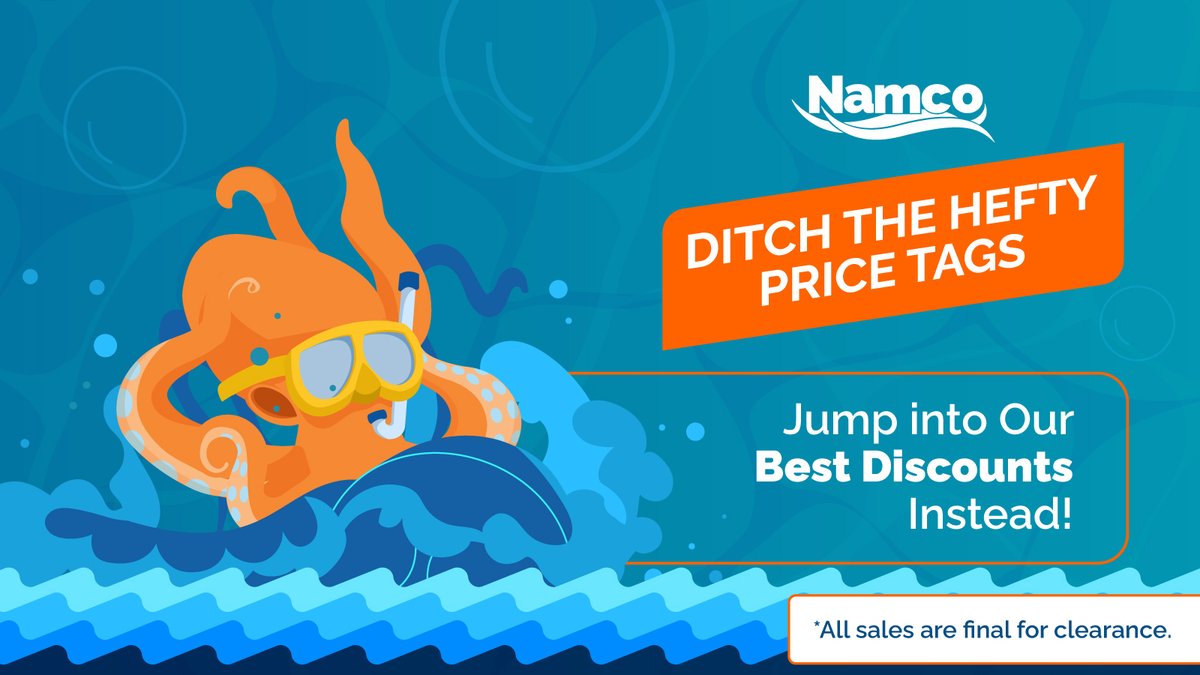 NamcoPools's tweet image. Our deals are so stunning they’ll make your heart do flips and your wallet sing for joy. Ready, set, dive into savings!

There are also additional treasures for you in-store. Come see what’s waiting just for you.

namcopool.com/clearance

#PoolSale #Namco