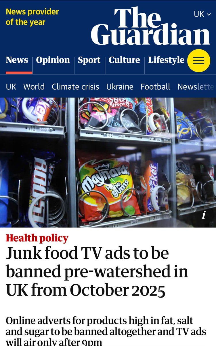 lowcarbGP's tweet photo. News flash At last hope of a curb on Junk food advertising 🤞😊👍 https://t.co/Q8TPAarRjv https://t.co/gS7TNruK7m