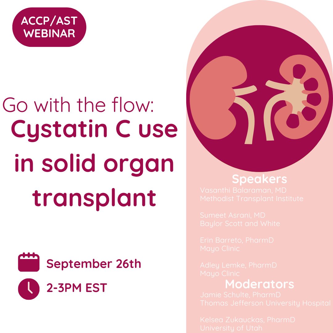 Join us as we get to delve into Cystatin C use in solid organ transplant!

Sign up here: us06web.zoom.us/webinar/regist…