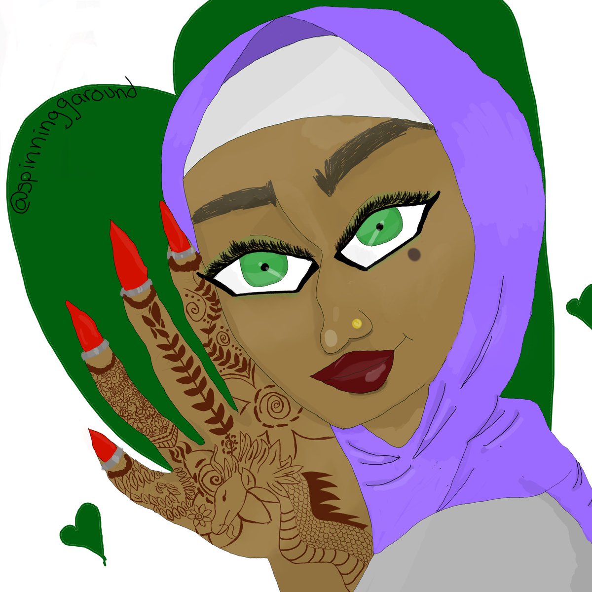 spinninggaround's tweet photo. talia al ghul with henna 🖤 https://t.co/OivUXMUY8H