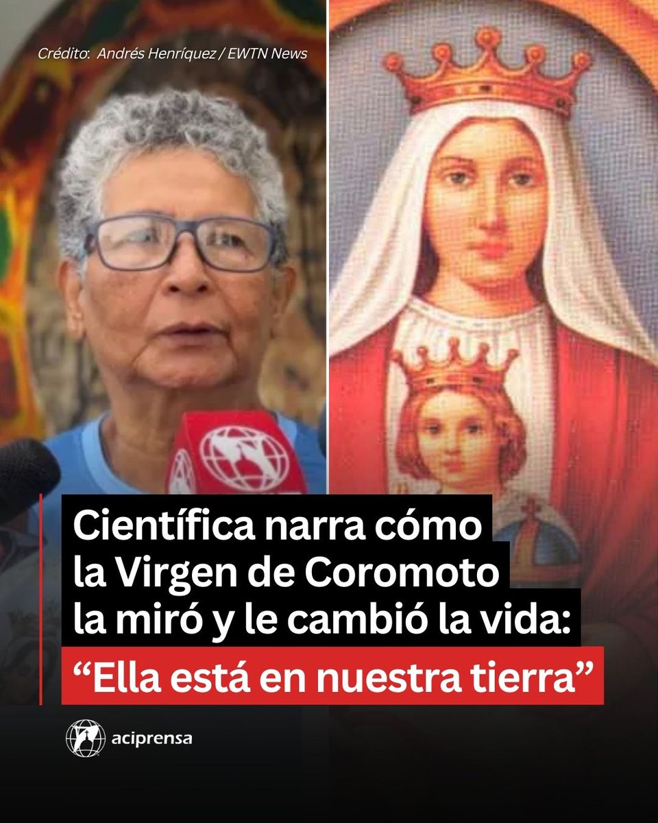 ¡Santísima Madre, ruega por el mundo entero! 🙏❤️

La científica Nancy Jiménez, quien en 2009 participó en la restauración de la sagrada reliquia de la Virgen de Coromoto, recordó conmovida la milagrosa experiencia que vivió cuando la mirada de la Madre de Dios se posó sobre