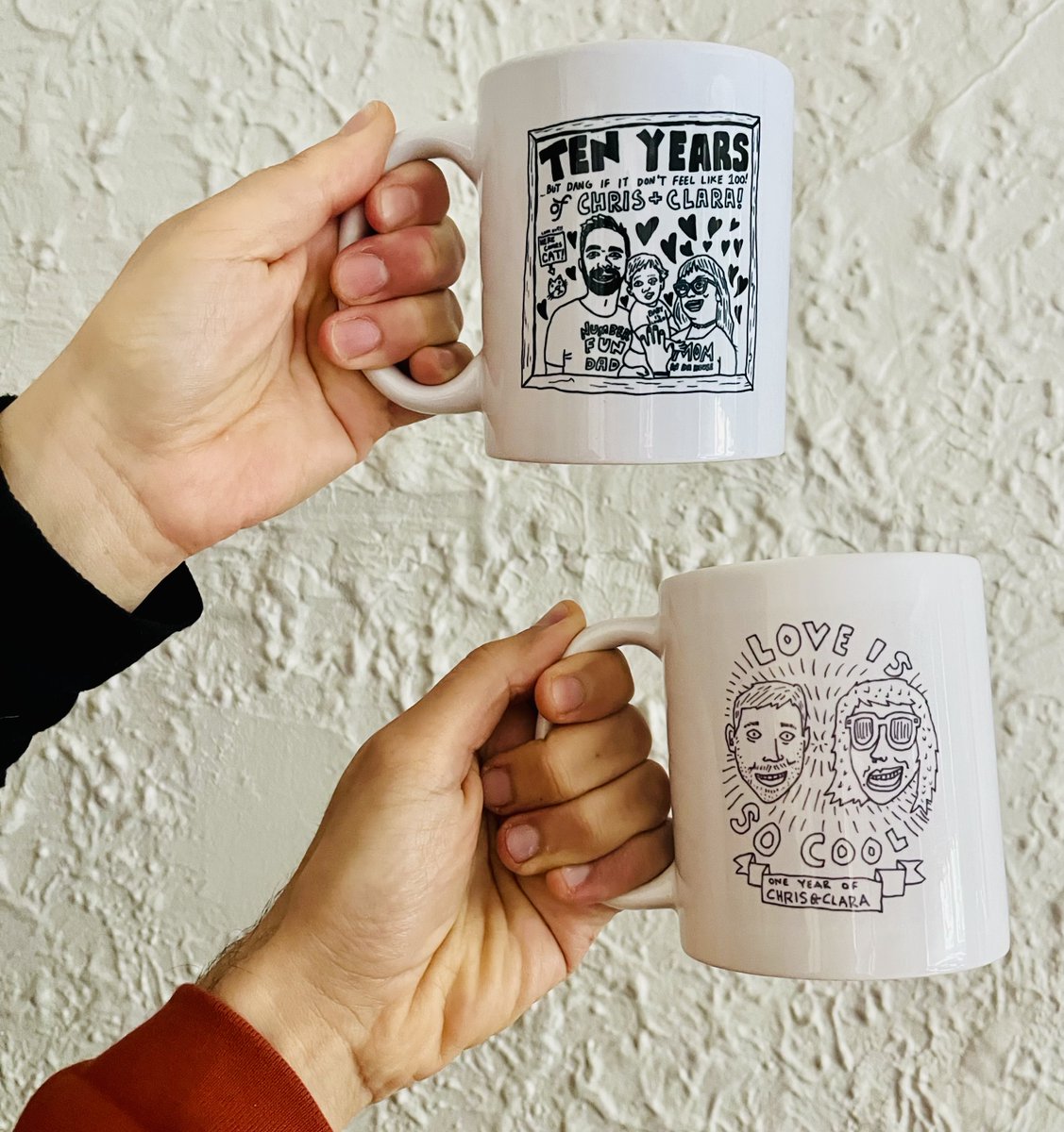Chris Ames (@_chrisames) on Twitter photo Today, I'm celebrating ten years of love, friendship, and competitive silliness with <a href="/claramsankey/">Clara Ames (nee Sankey)</a>. Our beautiful pal @caseyjarman has promised to make us an anniversary mug every decade, and it might just be the thing keeping us together. Today, I'm celebrating ten years of love, friendship, and competitive silliness with <a href="/claramsankey/">Clara Ames (nee Sankey)</a>. Our beautiful pal @caseyjarman has promised to make us an anniversary mug every decade, and it might just be the thing keeping us together.