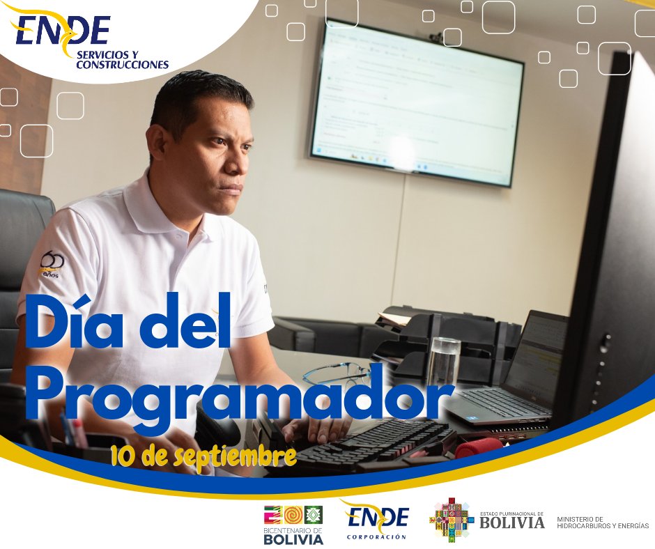 #12DeSeptiembre| ENDE Servicios y Construcciones celebra el Día del Programador destacando el esfuerzo y la creatividad de sus profesionales en tecnología. Con su dedicación, contribuyen al avance de soluciones innovadoras que impulsan el desarrollo y la eficiencia.