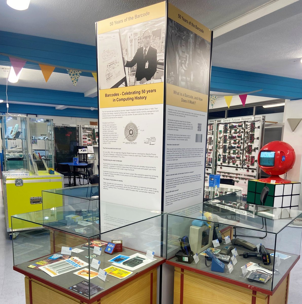 computermuseum's tweet image. Today we were delighted to host the launch of our new temporary exhibition, &apos;Celebrating 50 Years of Barcode Scanning&apos;. Huge thanks to @OrcaScan and @DatalogicGroup for this unique opportunity!

#BarcodeTechnology #ComputingHistory #TechHistory #CamTechWeek