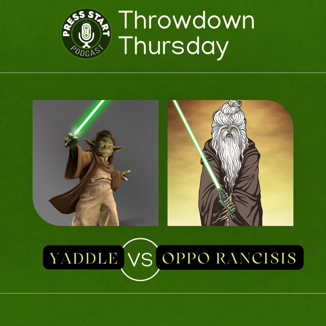 PressStartG_'s tweet photo. We sense a disturbance in the forceโฆ itโsโฆ itโsโฆ. Itโs THROWDOWN THURSDAY!!! Who wins this battle? ๐ค
โข
โข
โข
#Gaming #Movies #StarWars #Yaddle #PSP https://t.co/Pgonw5GKFp
