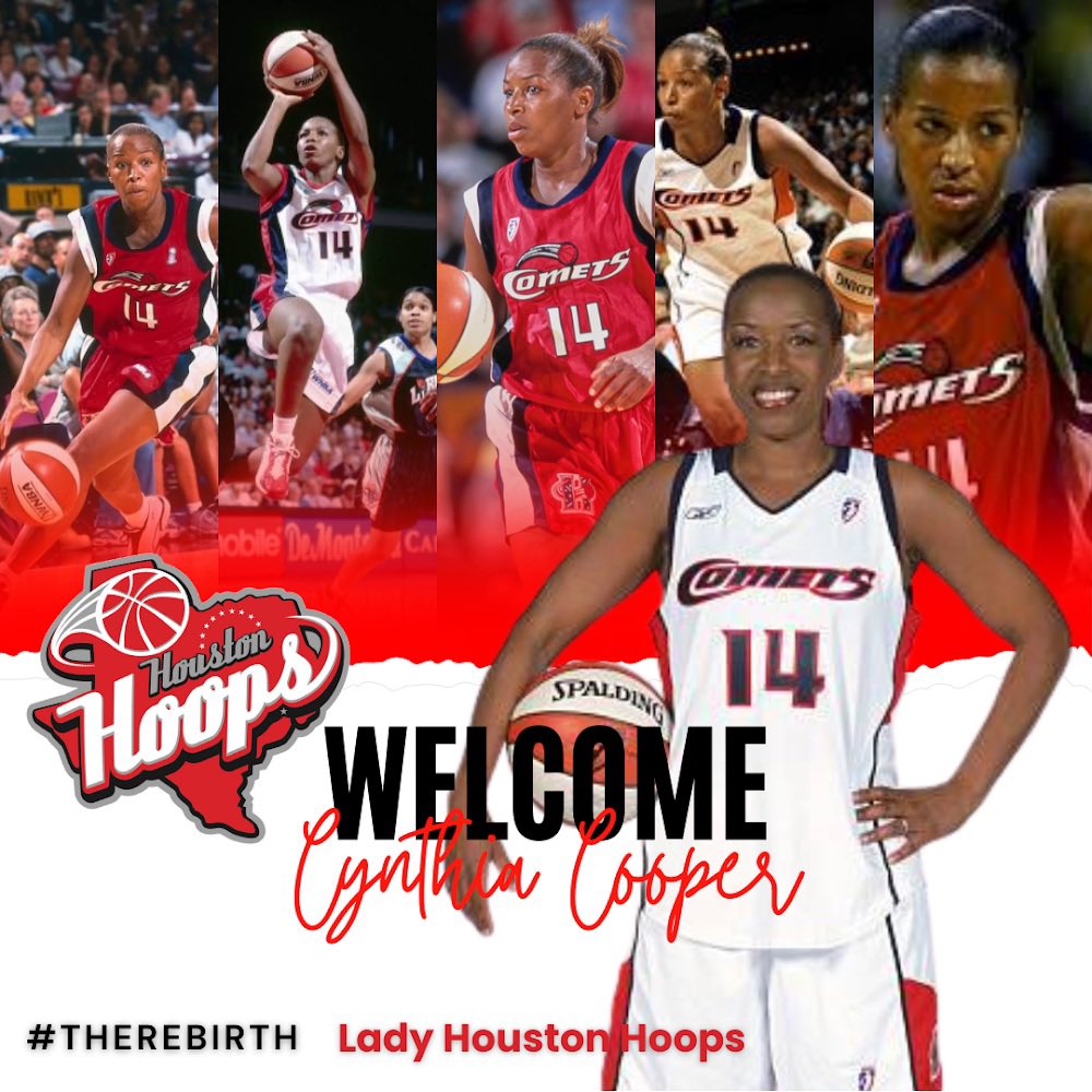 Houston Hoops South (@ladyhoustonhoop) on Twitter photo We are extremely honored to Welcome #14 Cynthia Cooper former WNBA Houston Comets to the Lady Houston Hoops family.
Coop will bring her Hall of Fame attitude and basketball IQ to all of the players associated with Lady Houston Hoops! #TheRebirth
<a href="/AllDecade14/">Cynthia Cooper</a> We are extremely honored to Welcome #14 Cynthia Cooper former WNBA Houston Comets to the Lady Houston Hoops family.
Coop will bring her Hall of Fame attitude and basketball IQ to all of the players associated with Lady Houston Hoops! #TheRebirth
<a href="/AllDecade14/">Cynthia Cooper</a>