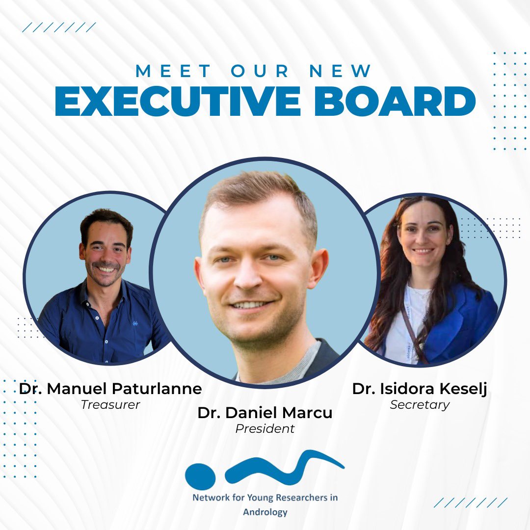 Network for Young Researchers in Andrology (@youngandrology) on Twitter photo We are excited to announce the new executive board members of NYRA🎉
President: @drdanielmarcu
Treasurer: <a href="/jmpaturlanne/">Juan Manuel Paturlanne</a>
Secretary: Isidora Starovlah
Thank you to <a href="/albiglero/">Alberto de la Iglesia</a> for your incredible leadership. Here’s to continued growth and success for our community! 🙌 We are excited to announce the new executive board members of NYRA🎉
President: @drdanielmarcu
Treasurer: <a href="/jmpaturlanne/">Juan Manuel Paturlanne</a>
Secretary: Isidora Starovlah
Thank you to <a href="/albiglero/">Alberto de la Iglesia</a> for your incredible leadership. Here’s to continued growth and success for our community! 🙌