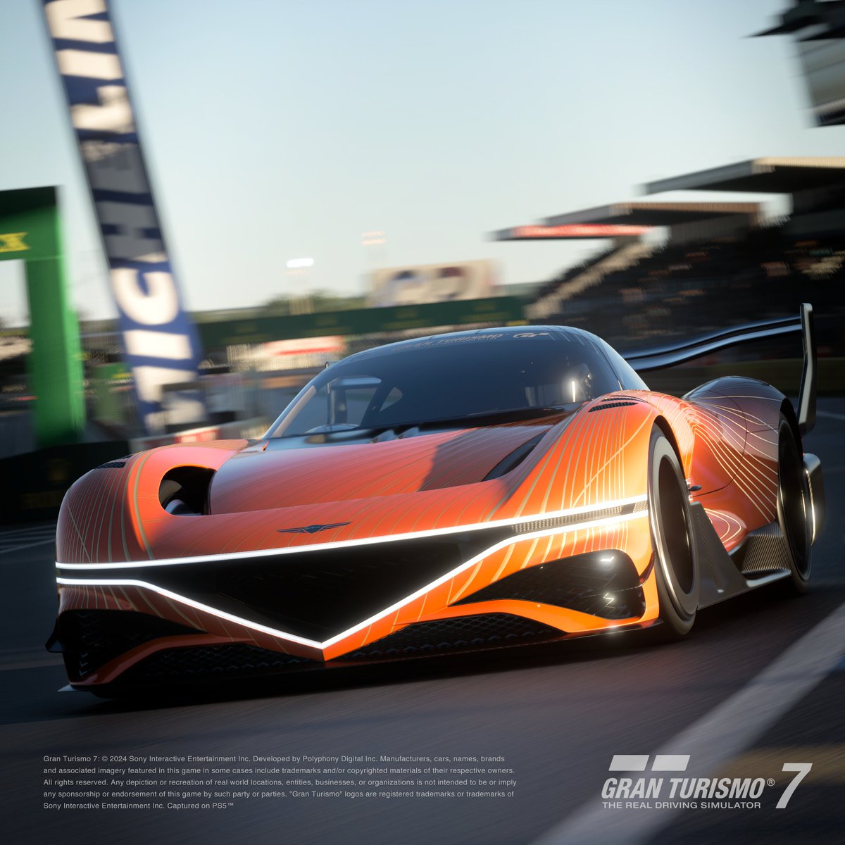 GenesisUSA's tweet photo. Ready, set, go! Celebrate #NationalVideoGamesDay by racing in Gran Turismo 7. Get behind the wheel of the Genesis X Gran Racer Vision Gran Turismo Concept, available now. Experience the thrill of high-speed action and cutting-edge racing. #GenesisUSA #XGranTurismo #GT7 https://t.co/gy5EPERlmi
