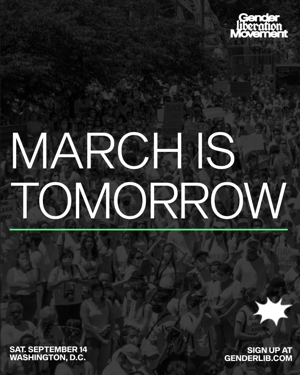 genderlib4all's tweet photo. 24 HRS LEFT UNTIL THE #GENDERLIBERATION MARCH! The time for us to mobilize is NOW. Grab a friend &amp; rally w/ us at 12 pm at Columbus Circle for a future free of the gendered expectations that try to control our bodies, our identities &amp; our lives. Sign up ➡️ https://t.co/iKZ8SXoFmN https://t.co/Fd18X6r1Pb