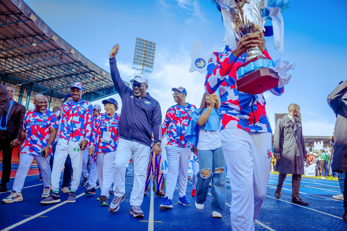 RtHonSheriff's tweet photo. At the official opening ceremony of the 8th National Youth Games in Asaba 2024, the president was represented by the Hon. Minister of Sports Development, Senator John Owan Enoh. I eagerly anticipate a competitive spirit in the days ahead. It’s a source of joy and pride to host this event for the second consecutive year, as Delta State is well-known for its sports culture in Nigeria.

I recommended that the age limit for the National Youth Games should revert to the original upper limit of U-17, as against the current U-15, I am glad the president is also in agreement with my recommendation. 

Congratulations to all the athletes for their participation and  I wish them success in the games. Let the games begin!