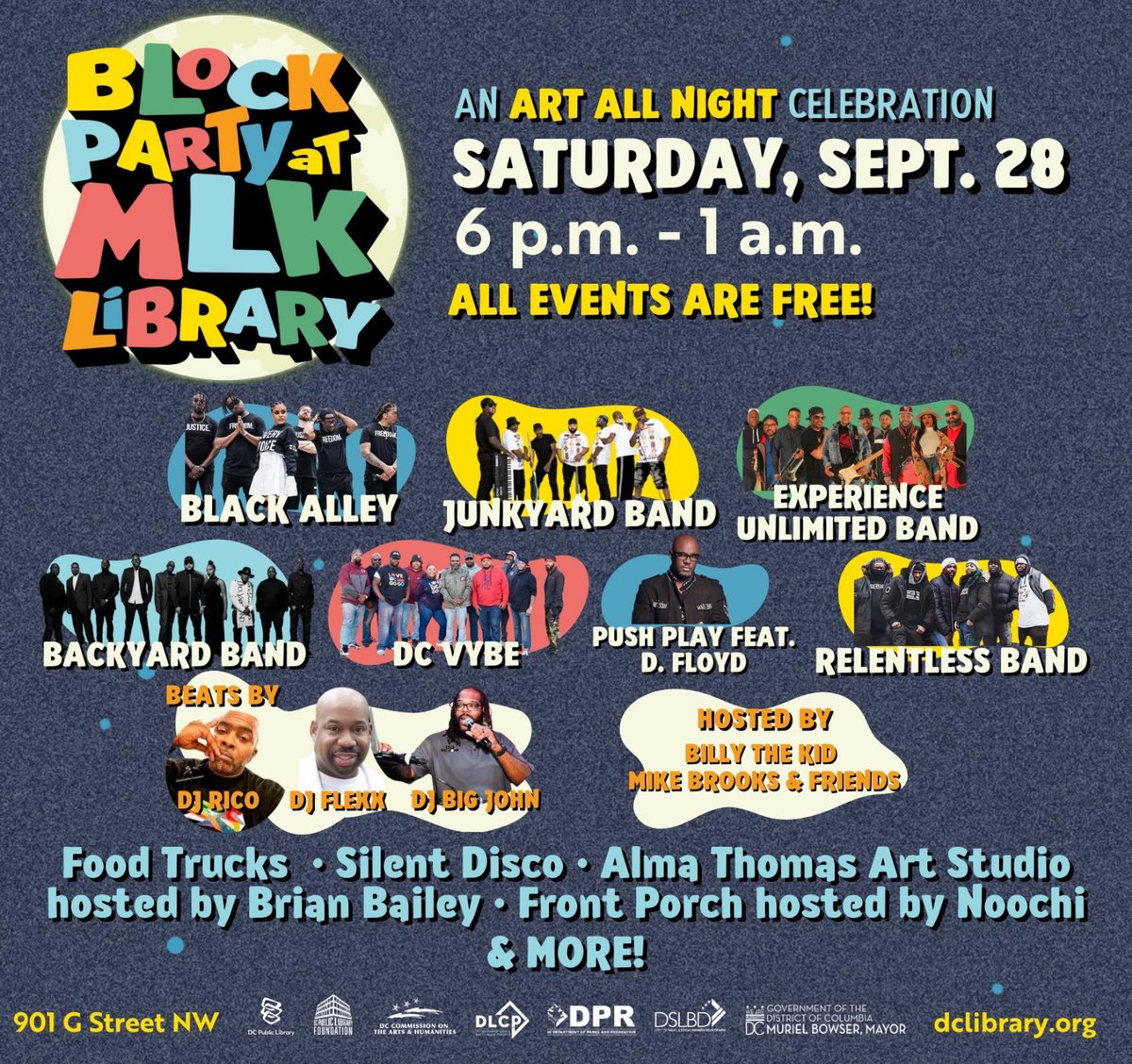 MayorBowser's tweet photo. The amazing talent of DC will be on display all throughout our city during Art All Night — including in our beautiful Downtown.
‌
Don't miss the Block Party at MLK Library. There will be Go-Go, food trucks, and a community celebration. https://t.co/rzbiHZNs1j