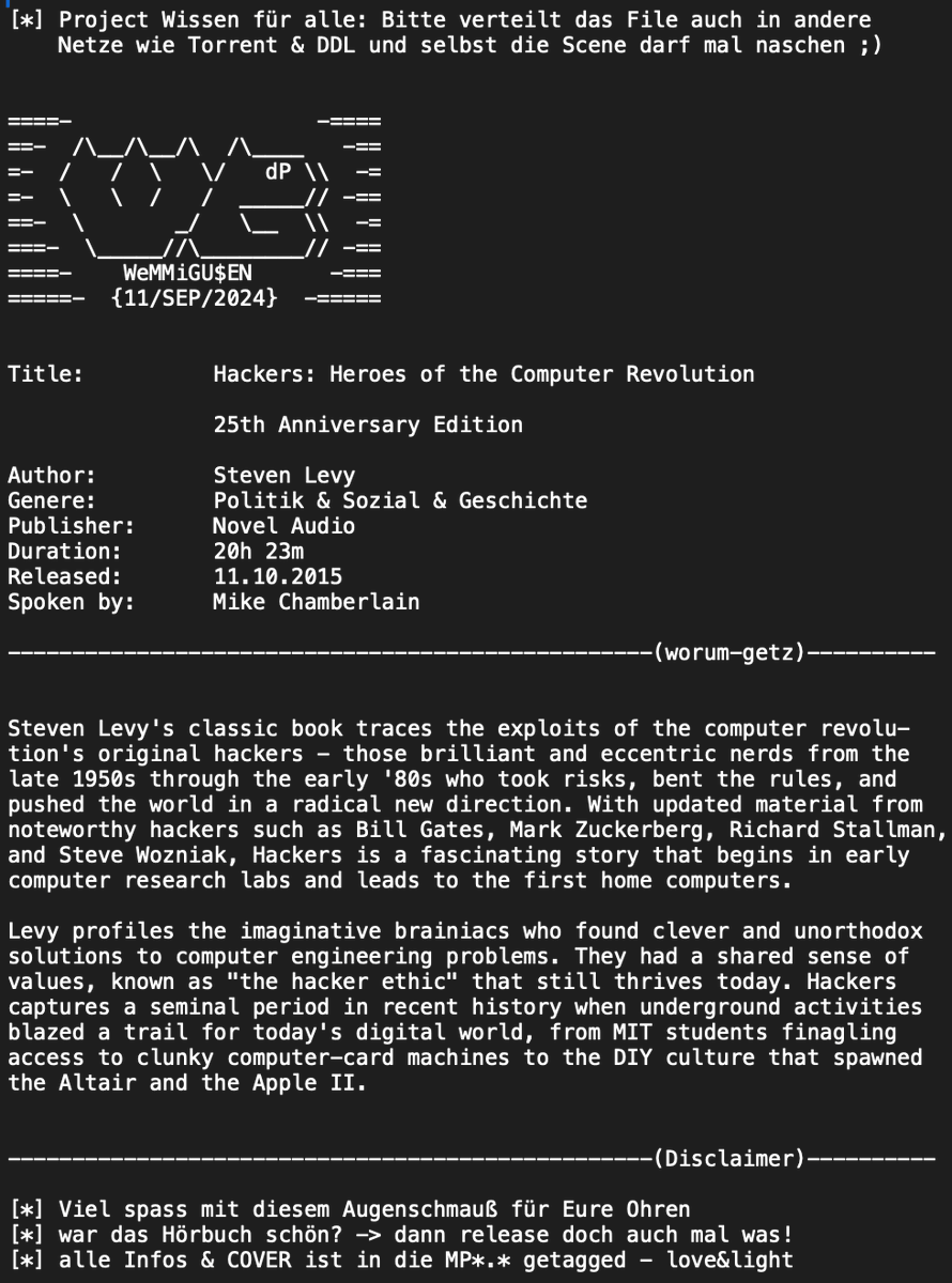 derPUPE's tweet image. YabbaDabbaDooo:  @StevenLevy speaks at #BildetNetze in #Berlin about our #HackerEthics 

#Hackers: Heroes of the Computer Revolution (25th Anniversery Edition)

Found his #Audiobook as a free #Download because Information wants to be free

#DDL: we.tl/t-vvFzxoroDl