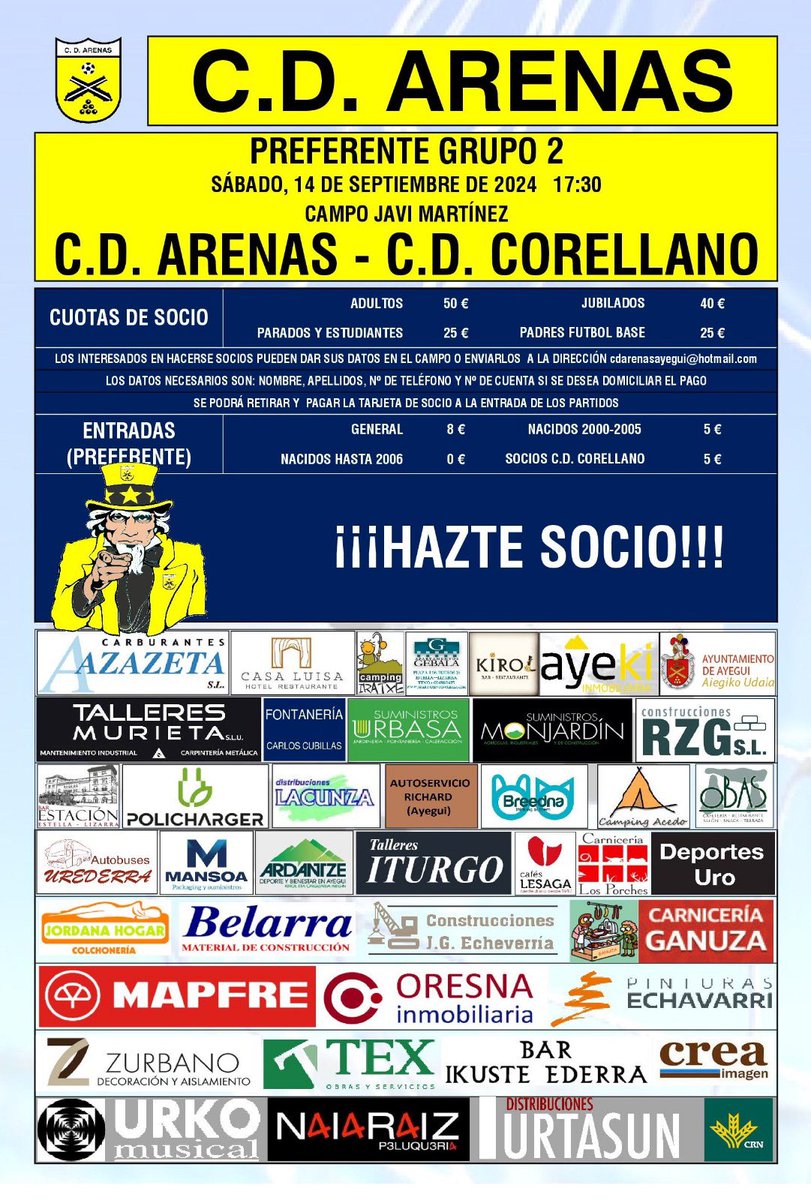Primer partido en casa.
Mantenemos 5€ para los más jóvenes y gratis hasta juveniles.
Hemos ofrecido a todos los equipos un acuerdo para que las entradas de los socios visitantes sean a precio reducido.
Una razón más para ser socio.
Estrenamos esa medida con el <a href="/CD_Corellano/">CD Corellano</a>