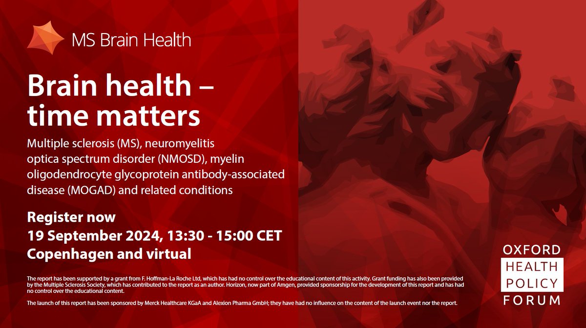 Join Helmut Butzkeuven as he speaks at the launch of our report, Brain health - time matters. Register now for the event, in Copenhagen or virtually on 19 September 2024. #BrainHealthTM #NeuroTwitter #MSTimeMatters #NMOSDTimeMatters #MOGADTimeMatters #MSBH #OHPF