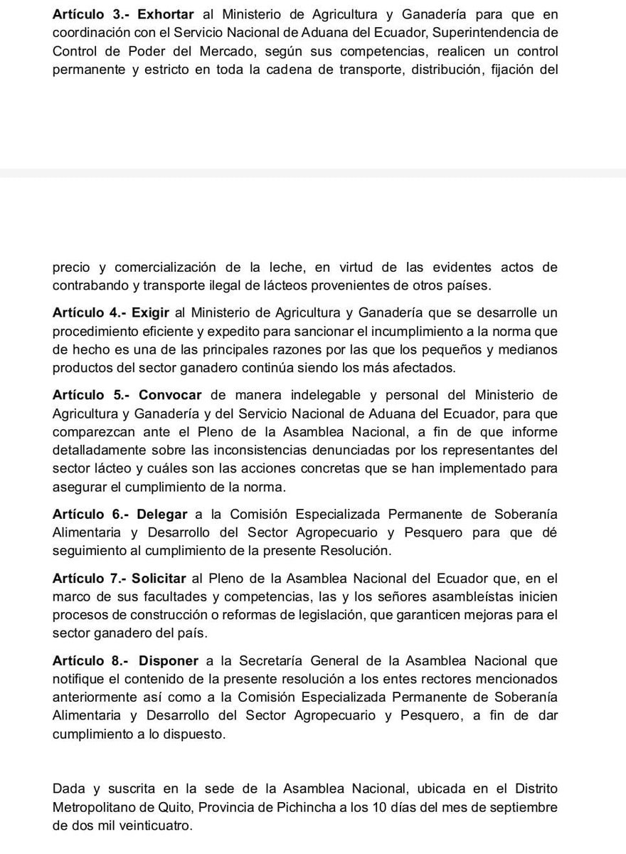 Con 97 votos a favor, fue aprobada la “RESOLUCIÓN QUE ATIENDE LOS PROBLEMAS DEL SECTOR GANADERO, RESPECTO DEL PRECIO DE FIJACIÓN Y CONTRABANDO DE LECHE.”, cuyo precio será de 0.52 centavos de dólar. En la parte baja adjunto la resolución aprobada en bien del sector ganadero.