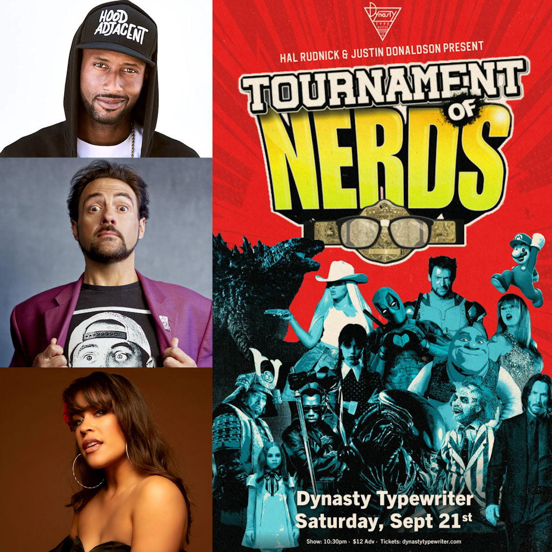 Tournament of Nerds (@tournamentnerds) on Twitter photo We've got a big one coming up <a href="/JoinTheDynasty/">Dynasty Typewriter</a> Saturday, September 21st, 10:30 pm with <a href="/ThatKevinSmith/">KevinSmith</a> <a href="/msdanifernandez/">Dani Fernandez</a> <a href="/theejamesdavis/">James Davis</a> <a href="/halrudnick/">Hal Rudnick</a> <a href="/phatcarlson/">Michael R. Carlson</a> Allie Arasi <a href="/EdGreerDestroys/">Ed Greer</a> <a href="/ShaneHartline/">SHANE HARTLINE</a> <a href="/MaxHawksford/">max hawksford</a> Justin Donaldson, Marc Andreyko, & more!!! We've got a big one coming up <a href="/JoinTheDynasty/">Dynasty Typewriter</a> Saturday, September 21st, 10:30 pm with <a href="/ThatKevinSmith/">KevinSmith</a> <a href="/msdanifernandez/">Dani Fernandez</a> <a href="/theejamesdavis/">James Davis</a> <a href="/halrudnick/">Hal Rudnick</a> <a href="/phatcarlson/">Michael R. Carlson</a> Allie Arasi <a href="/EdGreerDestroys/">Ed Greer</a> <a href="/ShaneHartline/">SHANE HARTLINE</a> <a href="/MaxHawksford/">max hawksford</a> Justin Donaldson, Marc Andreyko, & more!!!