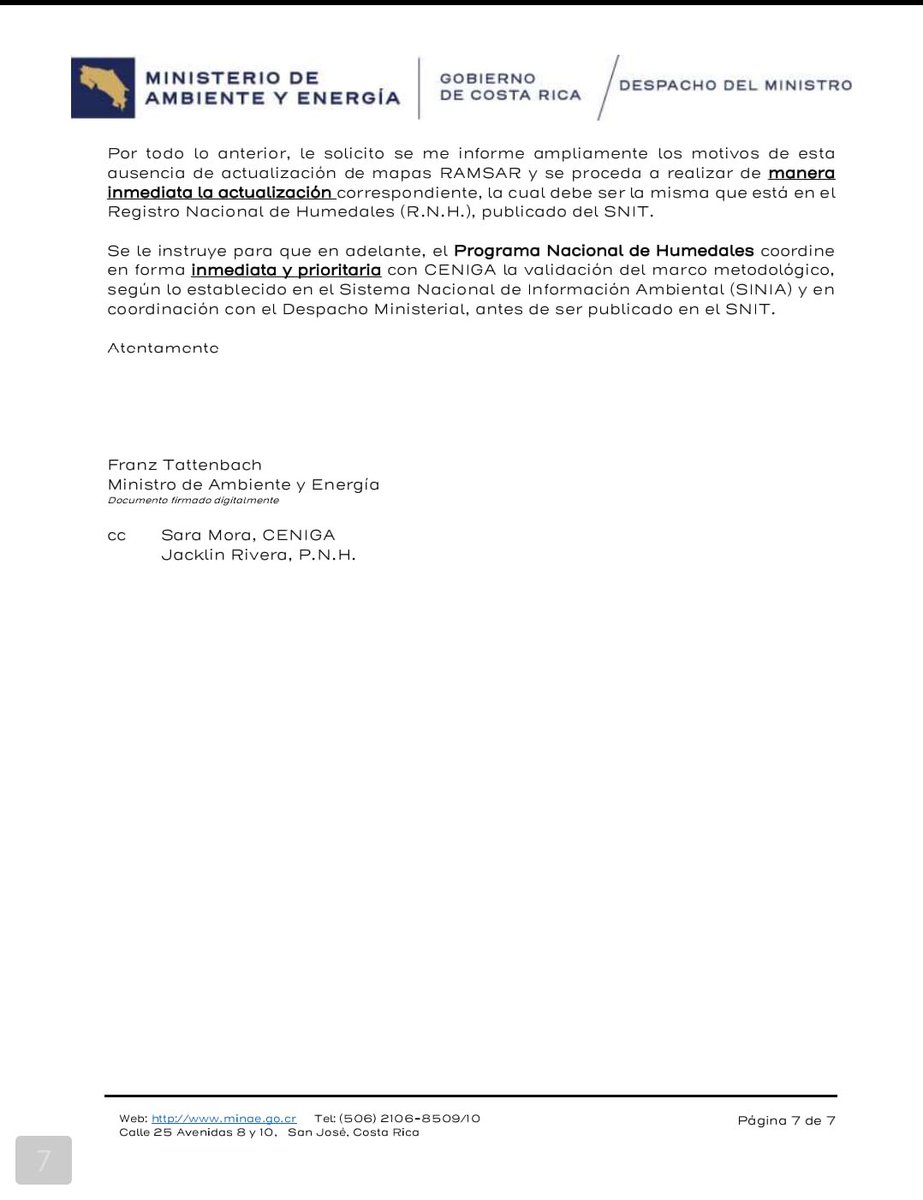 La solicitud del Ministro de Ambiente a la encargada del Programa Nacional de Humedales de sacar del Convenio RAMSAR las 188 hectáreas donde se ubica la propiedad de Allan Pacheco Dent, dice que lo debe hacer de “forma inmediata y prioritaria”. ¿Esto también lo van a negar?