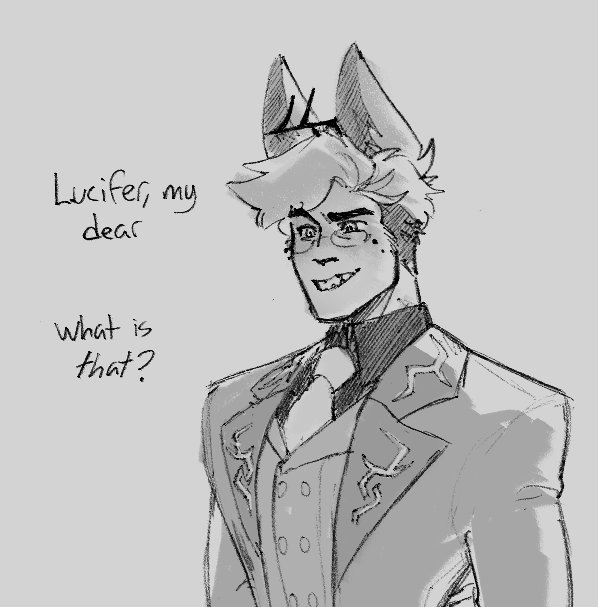 katzebruh's tweet photo. I remembered that one scene from iCarly yesterday 
I have fun dressing them in different outfits even though I have no fashion sense
#radioapple #HazbinHotel #alastorxlucifer https://t.co/u76Yt2derS