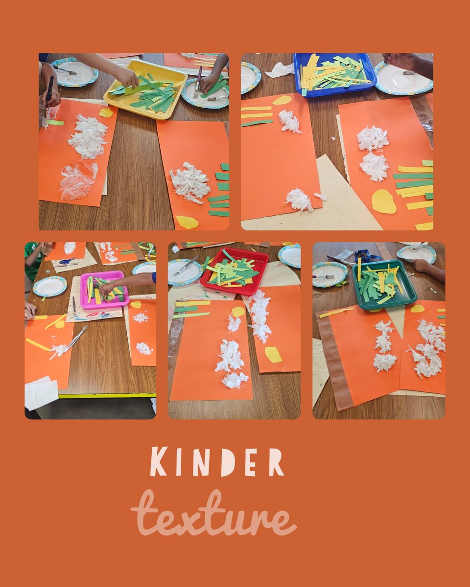 Kinder artists have been learning about TEXTURE both visual and physical . This is part 2 of our Eric Carle inspired masterpieces. #bengalpride <a href="/BryantElem/">Bryant Elementary</a>