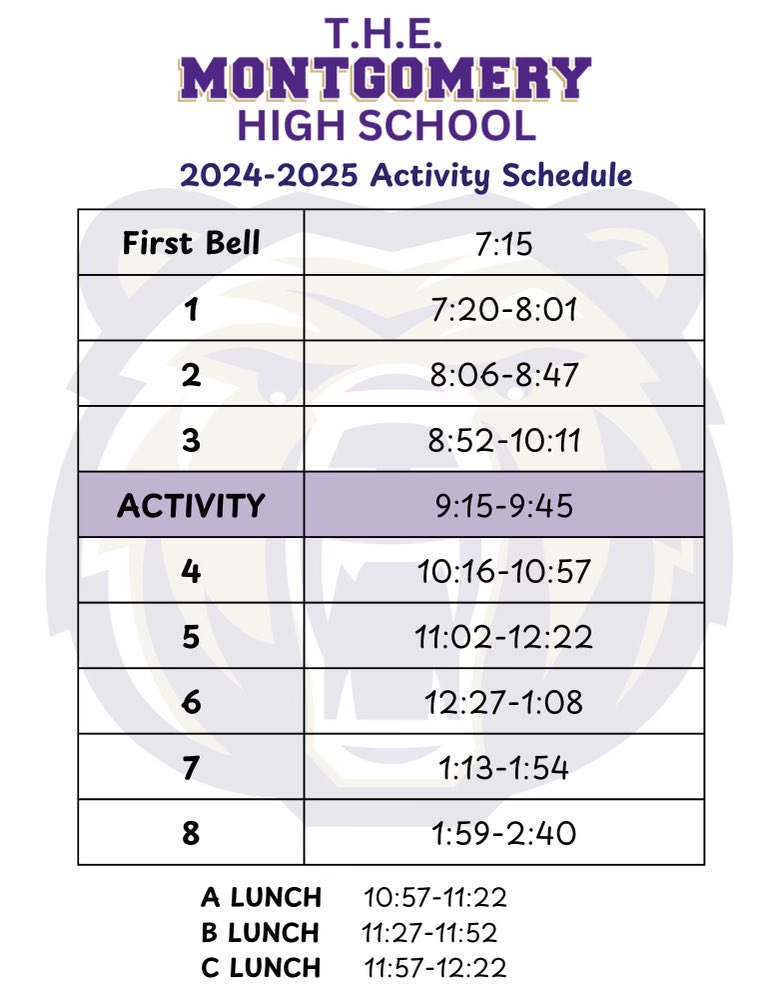 We will be on the activity bell schedule tomorrow for the pep rally.