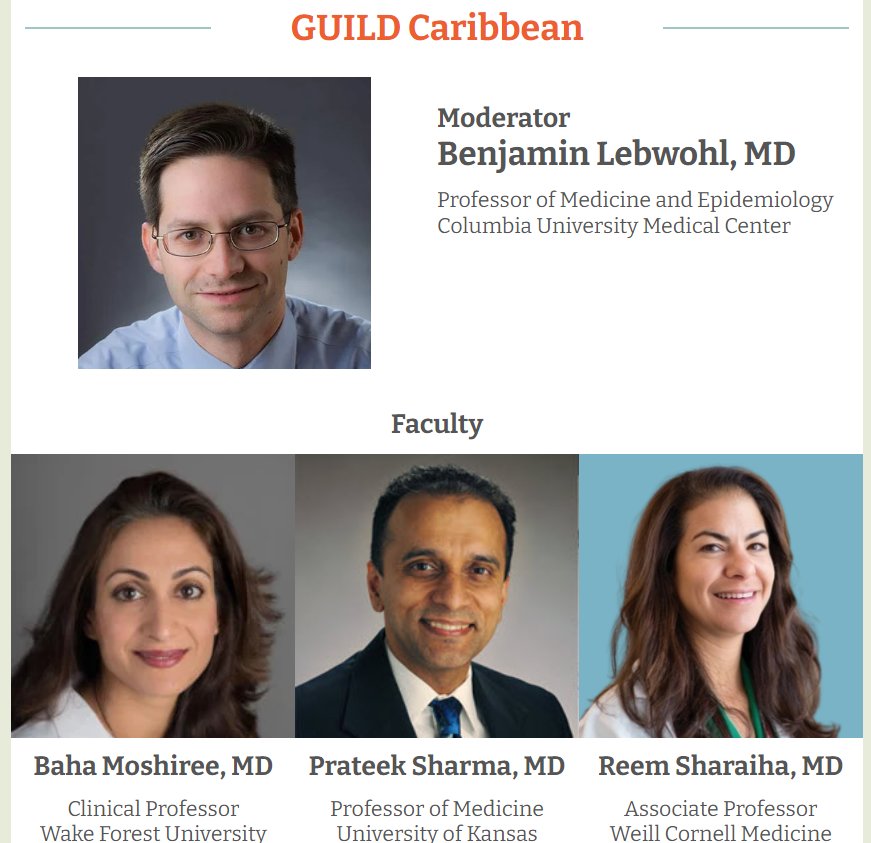 GUILD Conference (@guildconference) on Twitter photo Did you know <a href="/GuildConference/">GUILD Conference</a> covers ALL GI? Come to St. Thomas and hear <a href="/ReemSharaiha/">Reem Sharaiha, MD MS</a> <a href="/BMoshiree/">Baha Moshiree MD, MSci, FACG, AGAF</a> <a href="/BenjaminLebwohl/">Benjamin Lebwohl</a> and <a href="/ASGEendoscopy/">ASGE GI Endoscopy</a> President Prateek Sharma discuss Eoe, Celiac Disease, Motility and Endoscopy updates. Register here: guildconference.com Did you know <a href="/GuildConference/">GUILD Conference</a> covers ALL GI? Come to St. Thomas and hear <a href="/ReemSharaiha/">Reem Sharaiha, MD MS</a> <a href="/BMoshiree/">Baha Moshiree MD, MSci, FACG, AGAF</a> <a href="/BenjaminLebwohl/">Benjamin Lebwohl</a> and <a href="/ASGEendoscopy/">ASGE GI Endoscopy</a> President Prateek Sharma discuss Eoe, Celiac Disease, Motility and Endoscopy updates. Register here: guildconference.com