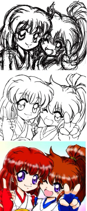 #皆さんラフと塗った後を見せてください 