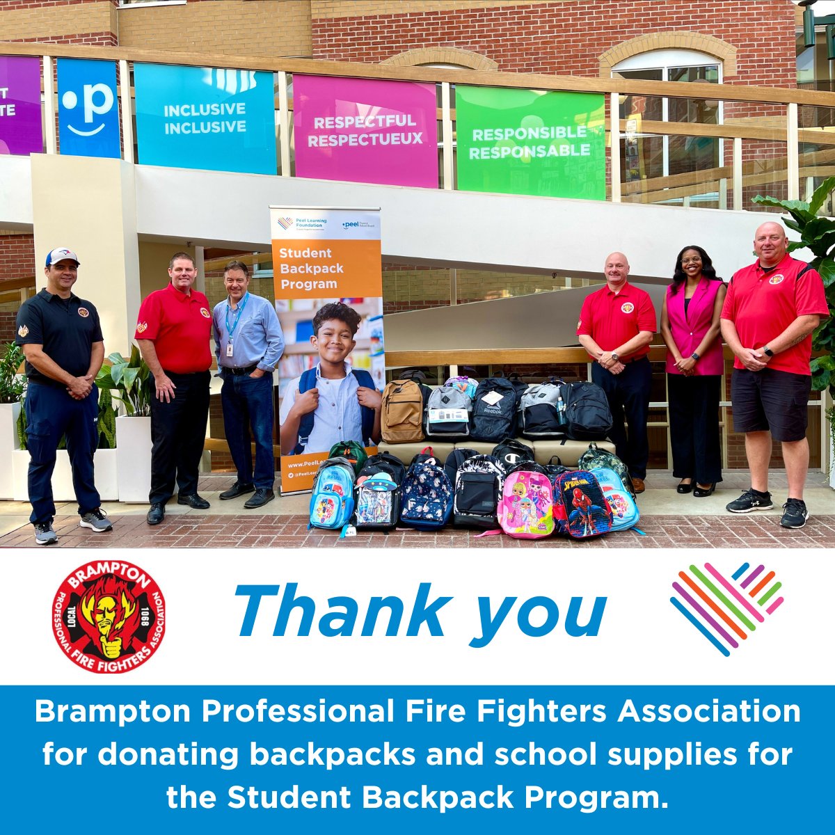 The Peel Learning Foundation gratefully acknowledges the donation of backpacks and school supplies by the <a href="/BPFFA1068/">Brampton PFFA</a> for the Student Backpack Program. Thank you for your generosity that will help Peel students thrive in the classroom!