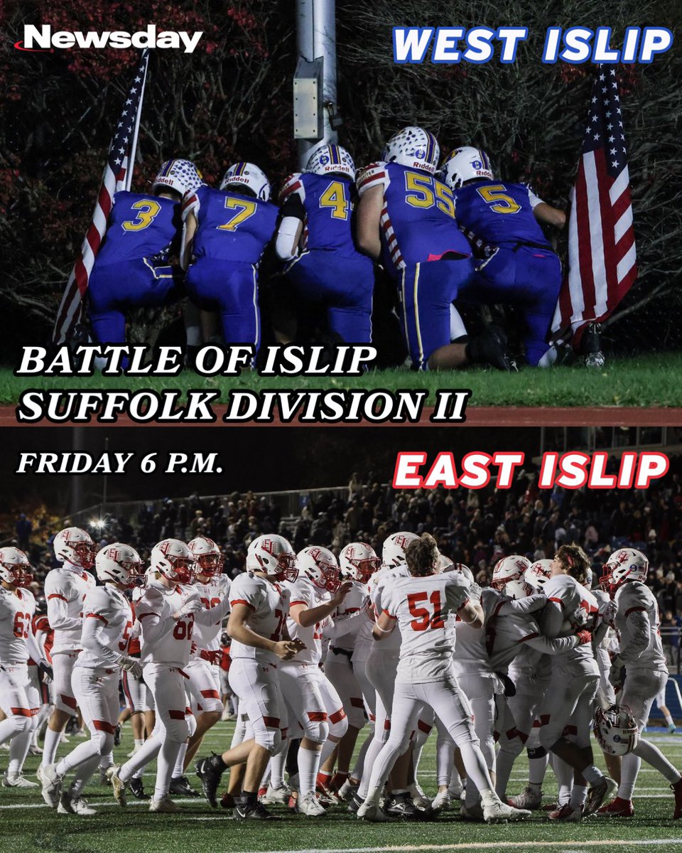Newsday HS sports (@newsdayhssports) on Twitter photo After a nine-year hiatus, the football teams at East Islip and West Islip renew an old rivalry.
More games to watch this weekend + picks: nwsd.li/78adb7
📸: Peter Frutkoff
📝: <a href="/Gregg_Sarra/">Gregg Sarra</a> After a nine-year hiatus, the football teams at East Islip and West Islip renew an old rivalry.
More games to watch this weekend + picks: nwsd.li/78adb7
📸: Peter Frutkoff
📝: <a href="/Gregg_Sarra/">Gregg Sarra</a>