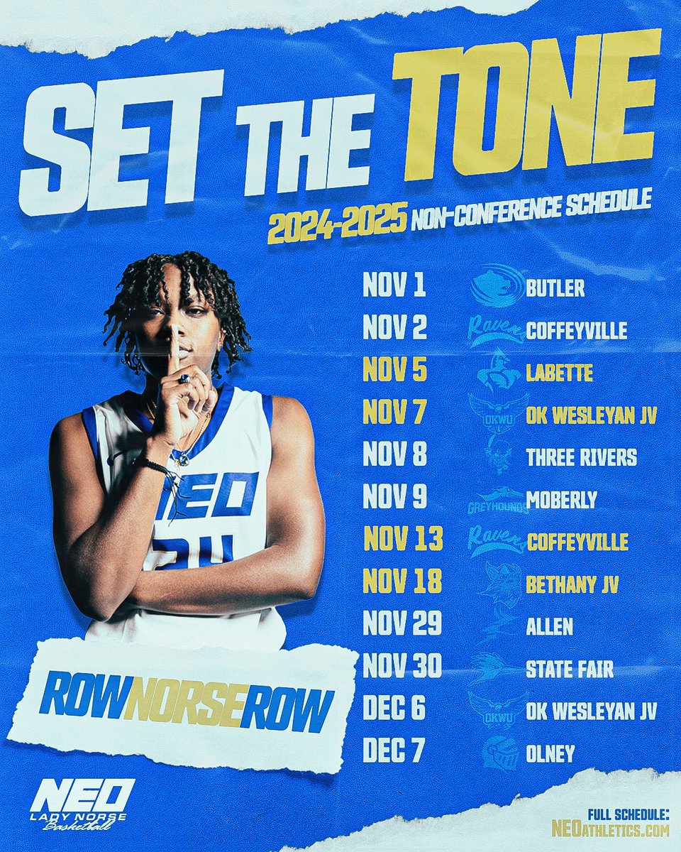 Mark your Calendars 🗓️ !

Our Non- Conference Schedule is Here!!

#SetTheTone | #RowNorseRow