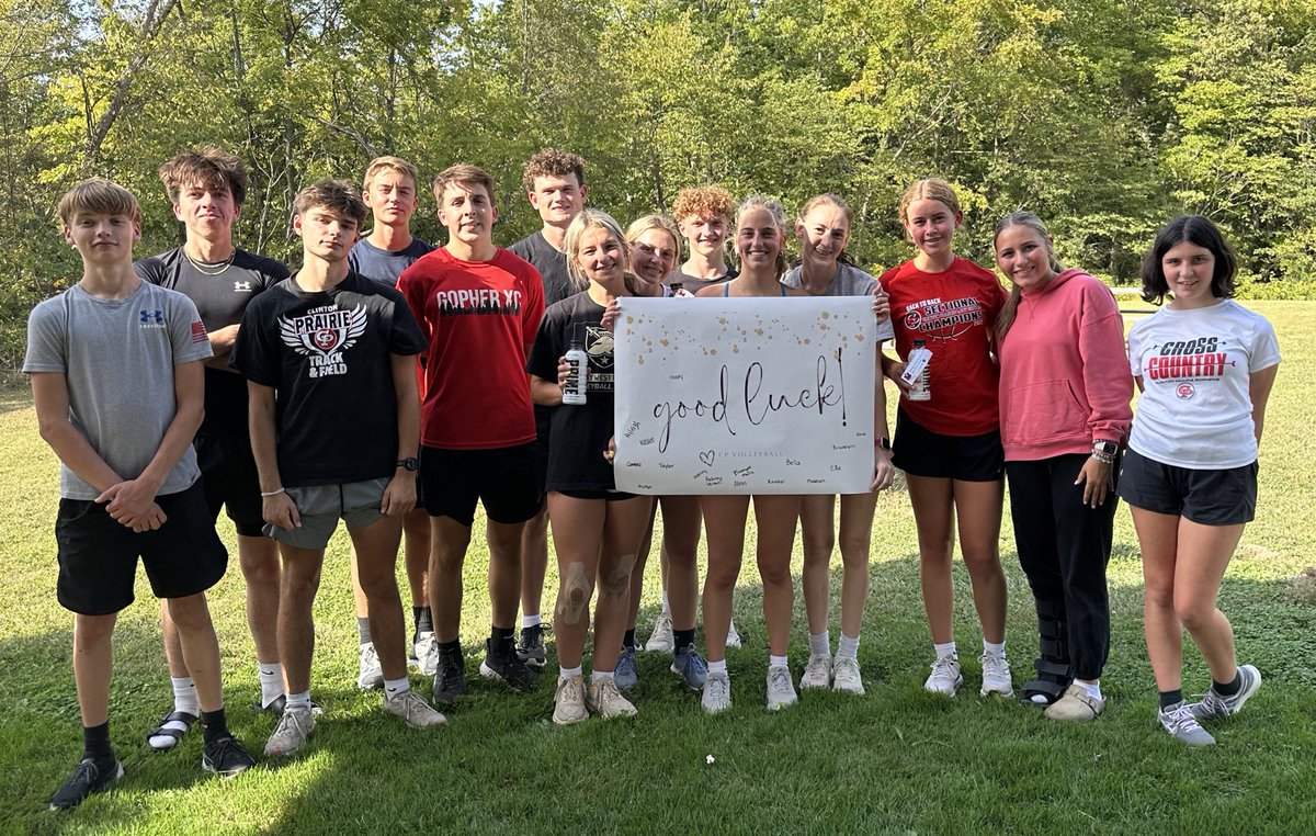 gopherxc's tweet photo. Thank you @CPGopherVball for the good luck treat as we go into our county meet Saturday!  You guys are awesome! @GopherAD https://t.co/TKMU8xpajQ