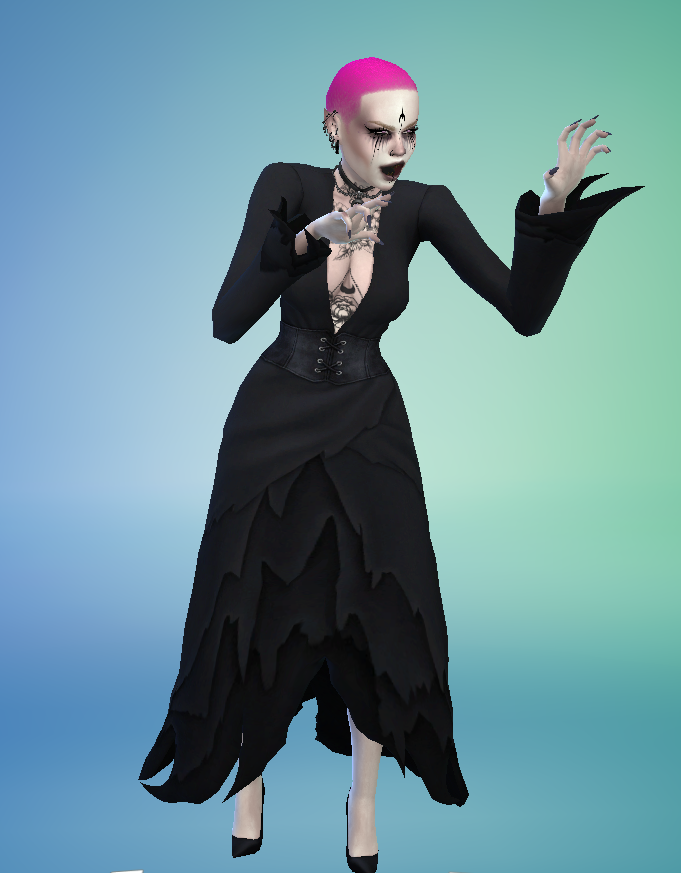 LilyLilaLillian's tweet photo. Here's my "goth" vampire, Carina, I made during my very short stream today. Made me realize I have almost no actually goth cc. But gave it my best shot with what I had. #fggcas https://t.co/mbVZMT1oUf