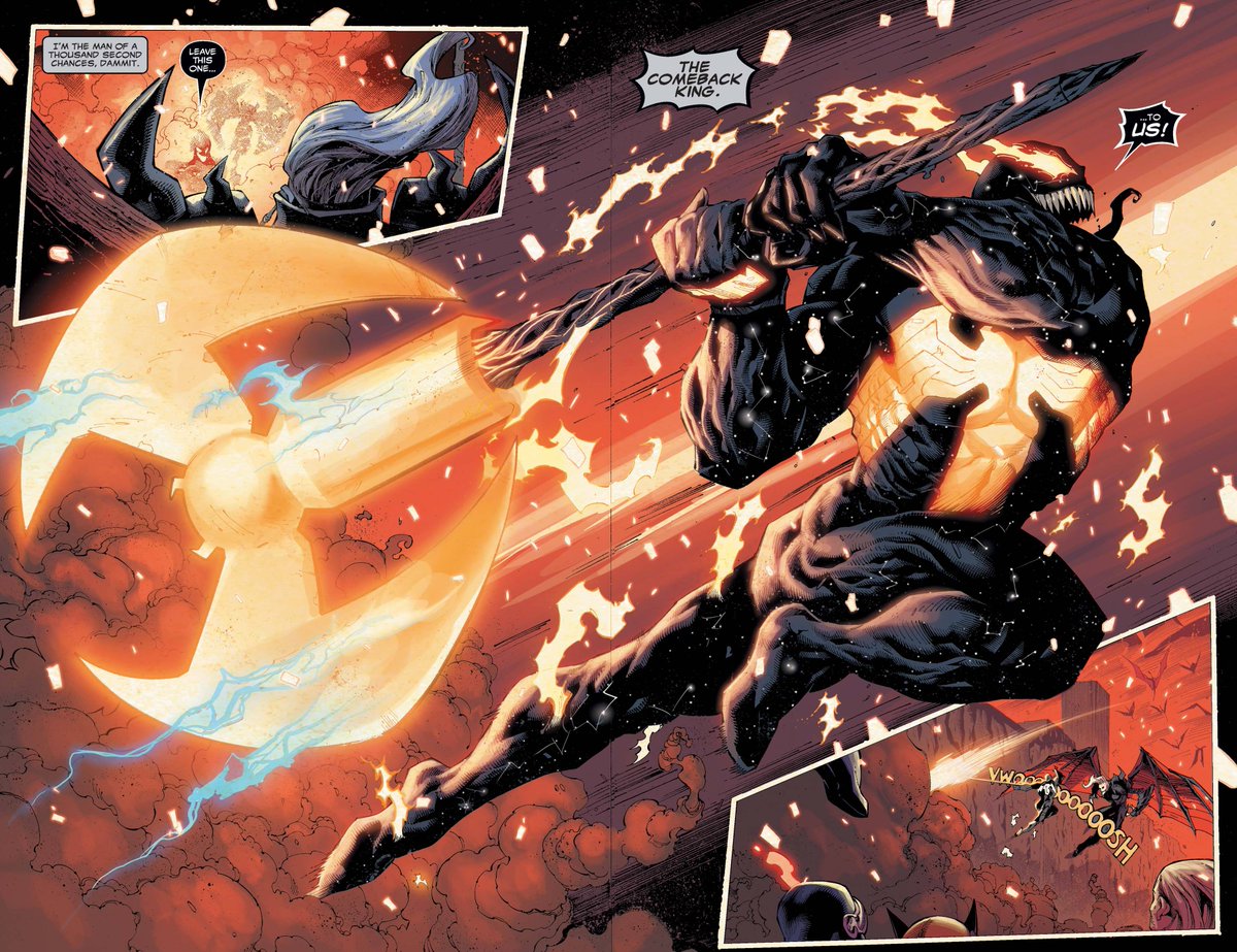 MarvelComicsHQ's tweet photo. Knull was defeated once and for all when Eddie merged Mjolnir and the Silver Surfer’s board into an axe. https://t.co/W9zq1GtKjb