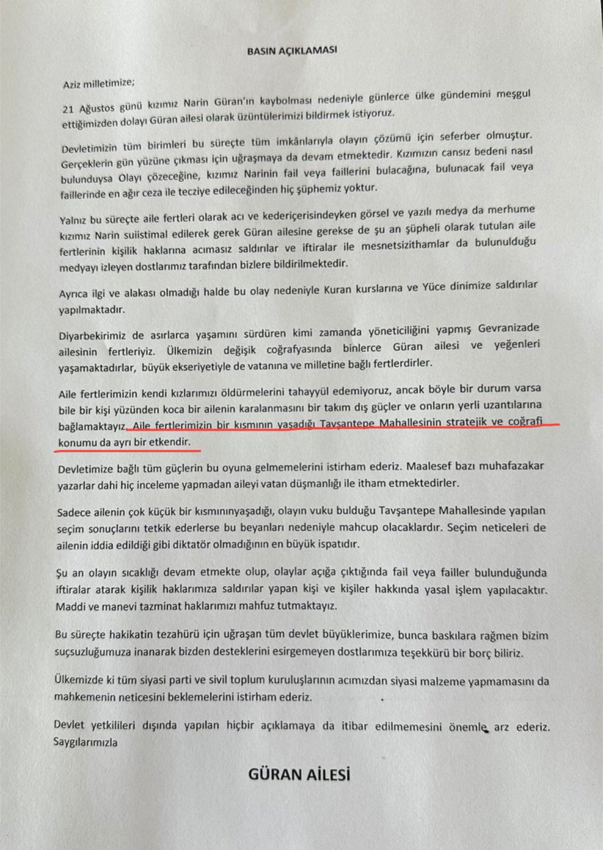 Güran ailesinin bugün basına dağıttıkları metin ilginç bir cümle içeriyor. 

“Köyün stratejik ve cografi konumu da ayrı bir etkendir”

Hizbullah silahları, mermiler ve isimsiz mezarlar köyün bir karargah olarak kullanılma ihtimalini getiriyor 🤔Salim Güran Bahçeli  #ayakişleri